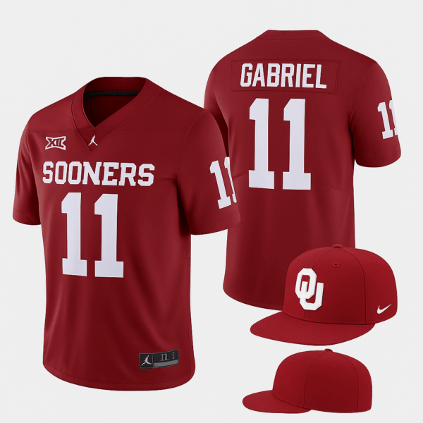 Custom Pro-Style Dillon Gabriel #11 Oklahoma Sooners Football Jersey & Matching OU Snapback Cap