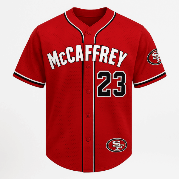Men’s San Francisco 49ers Christian McCaffrey Scarlet Mesh Replica Baseball Jersey